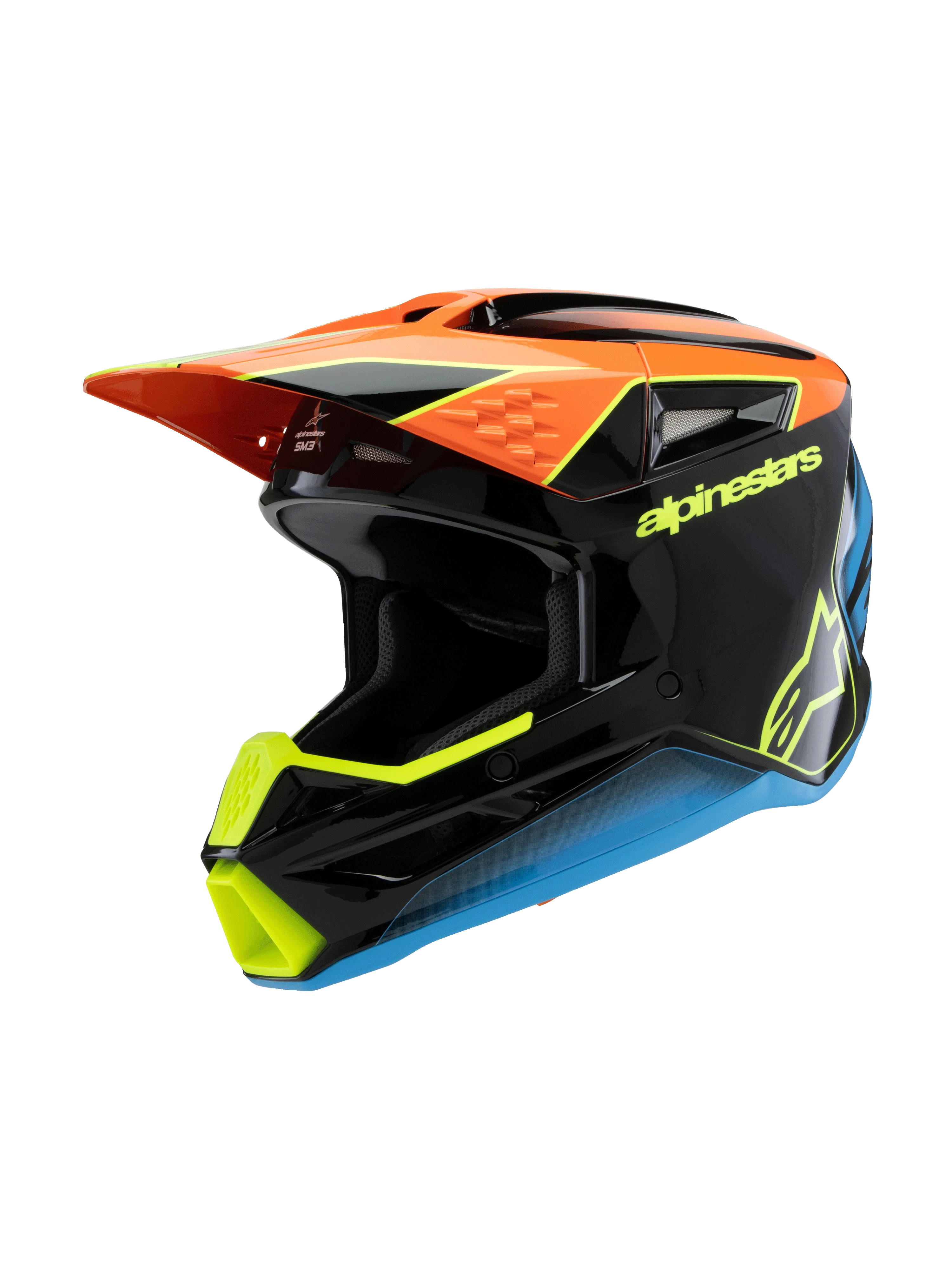 Alpinestars - 2025 SM3 Youth Fray Black Orange Yellow Glossy MX Helmet