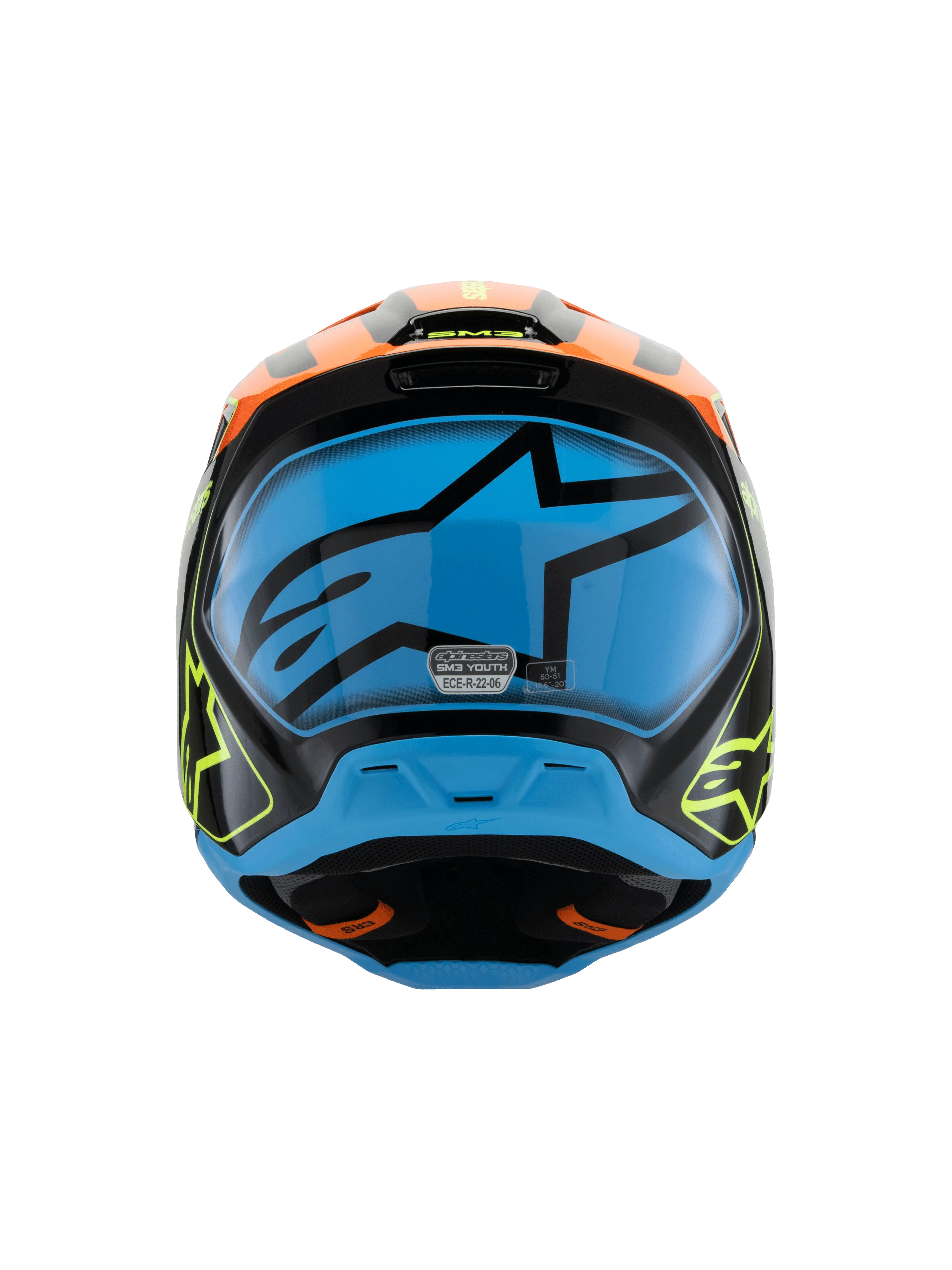 Alpinestars - 2025 SM3 Youth Fray Black Orange Yellow Glossy MX Helmet