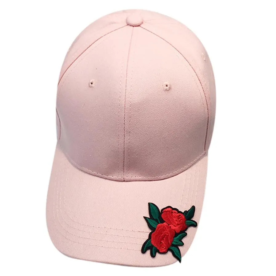 Appliques Rose Unisex Baseball Cap Cotton Adjustable Snapback Cap Summer Women Baseball Cap Gorra Plana#99 SM6