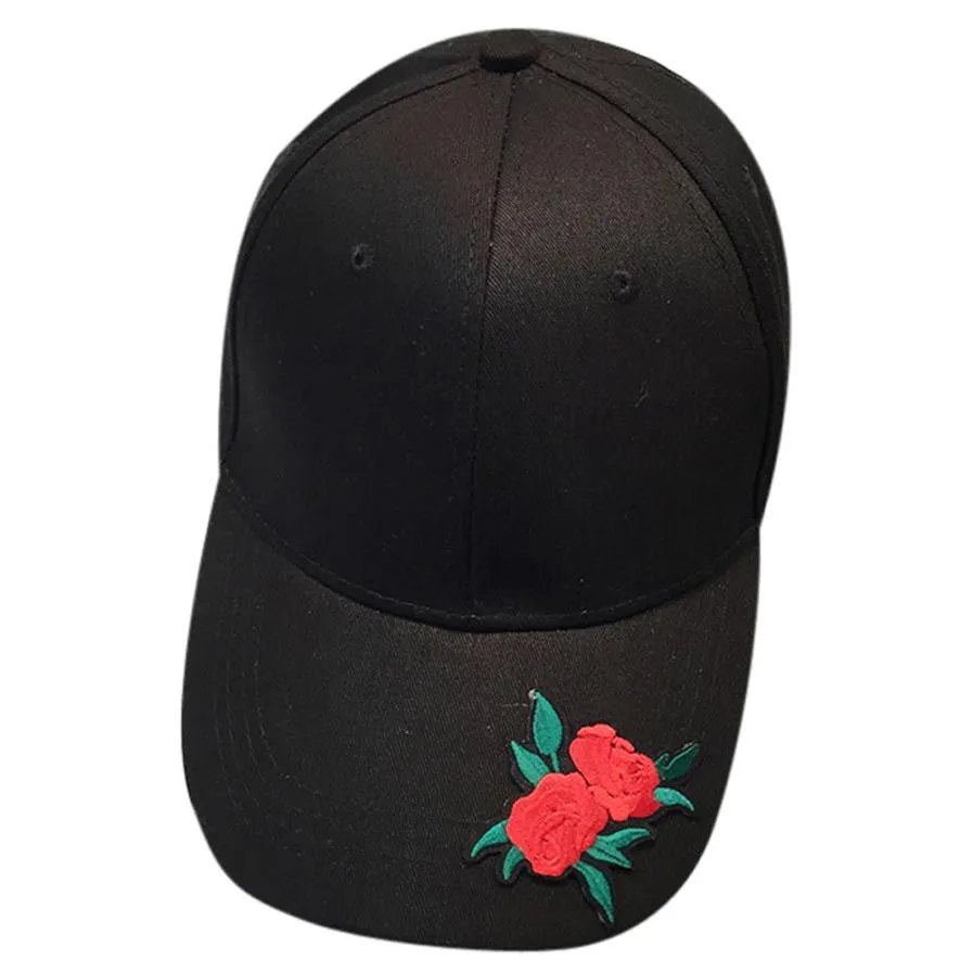 Appliques Rose Unisex Baseball Cap Cotton Adjustable Snapback Cap Summer Women Baseball Cap Gorra Plana#99 SM6