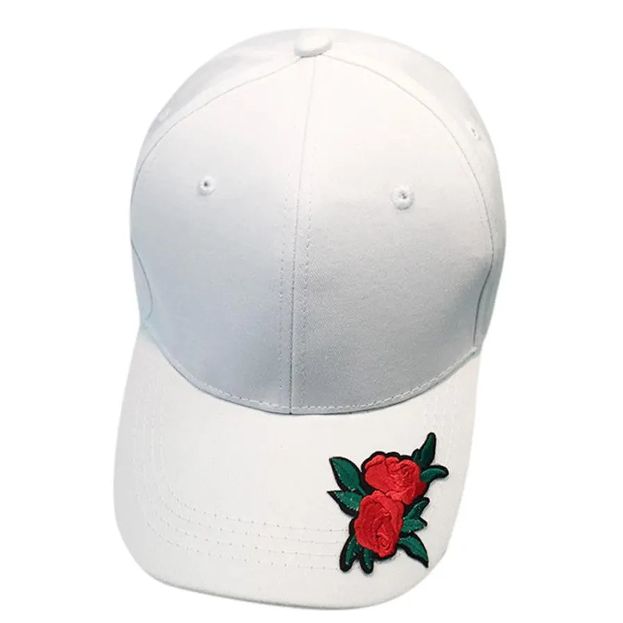 Appliques Rose Unisex Baseball Cap Cotton Adjustable Snapback Cap Summer Women Baseball Cap Gorra Plana#99 SM6