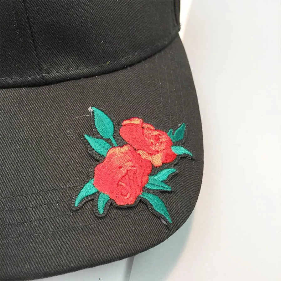 Appliques Rose Unisex Baseball Cap Cotton Adjustable Snapback Cap Summer Women Baseball Cap Gorra Plana#99 SM6