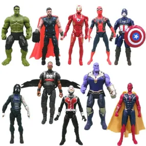 Avengers 3 civil war Hulk Iron Man Spiderman Thanos Vision Captain America Ant Man Thor Loki PVC Action Figure Set Kids Toys