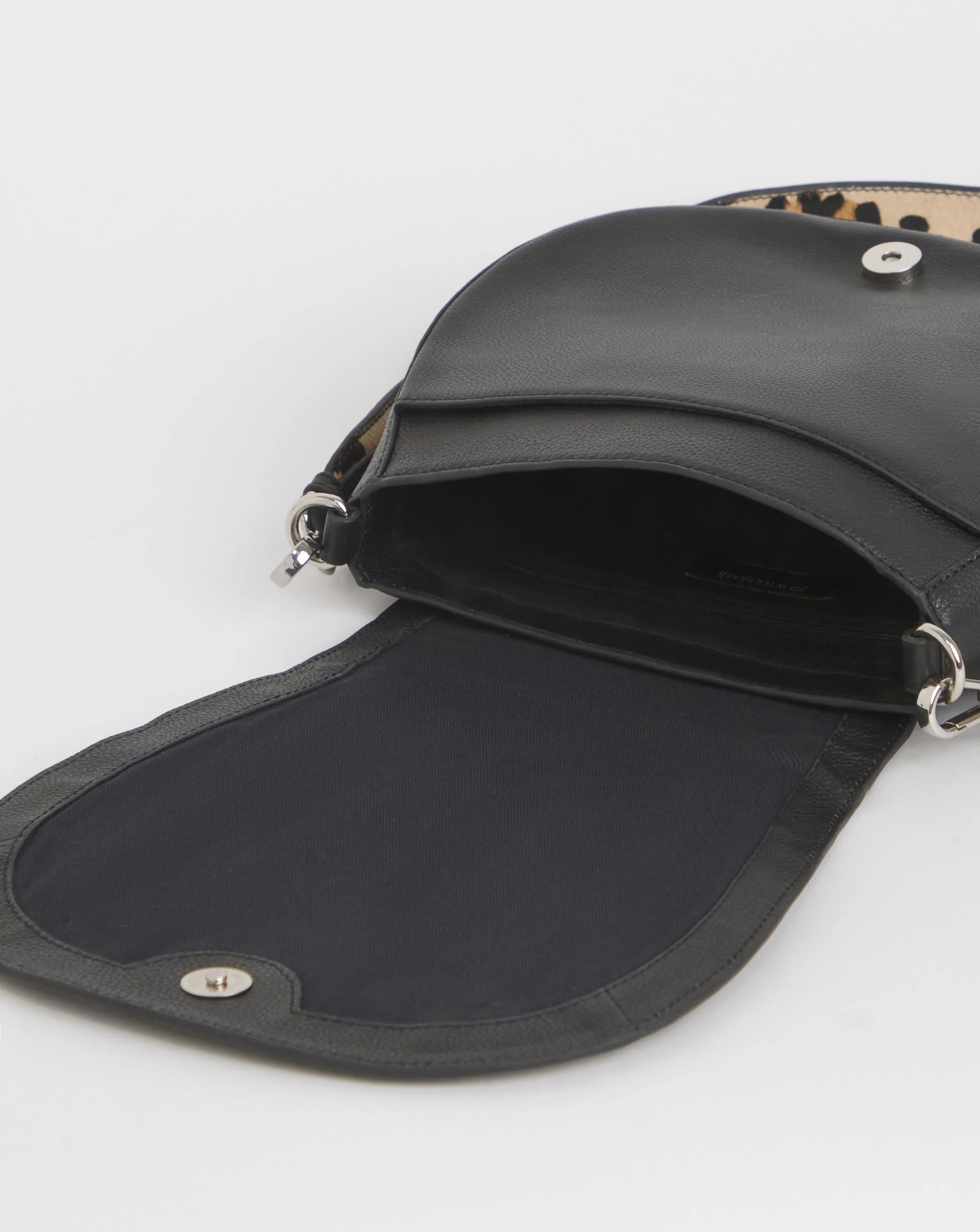 Black Modern Leather Saddle Bag