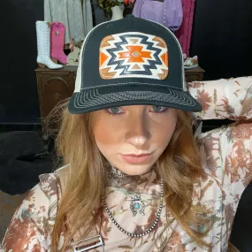 Black Orange Aztec Cap