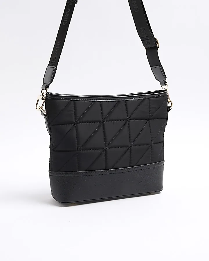 Black webbing quilted cross body bag