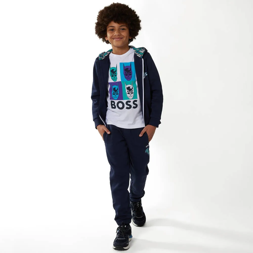 Boys Navy Blue Cotton Batman Zip-Up Top