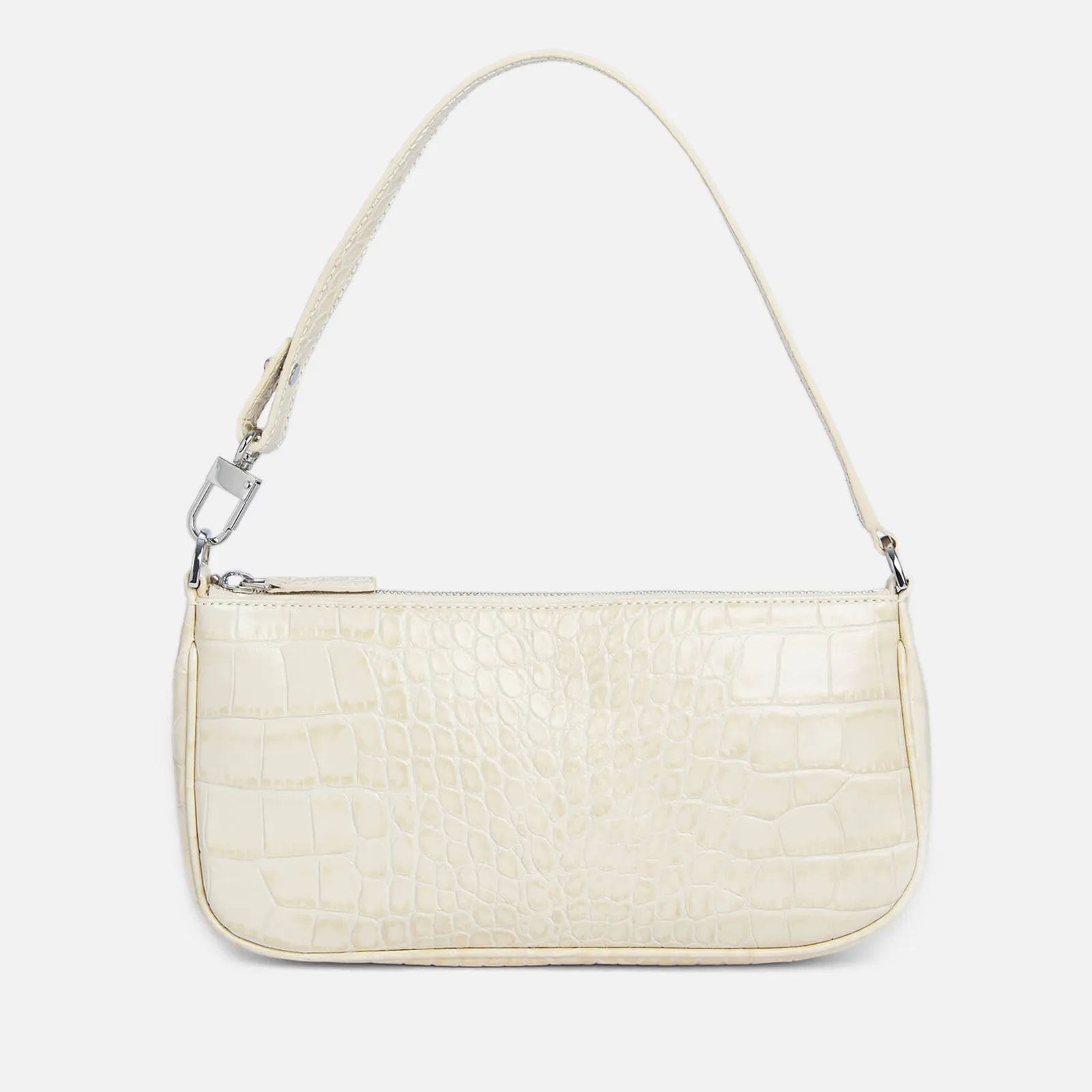 BY FAR Women's Rachel Croco Embossed Leather Bag - Cream | Coggles