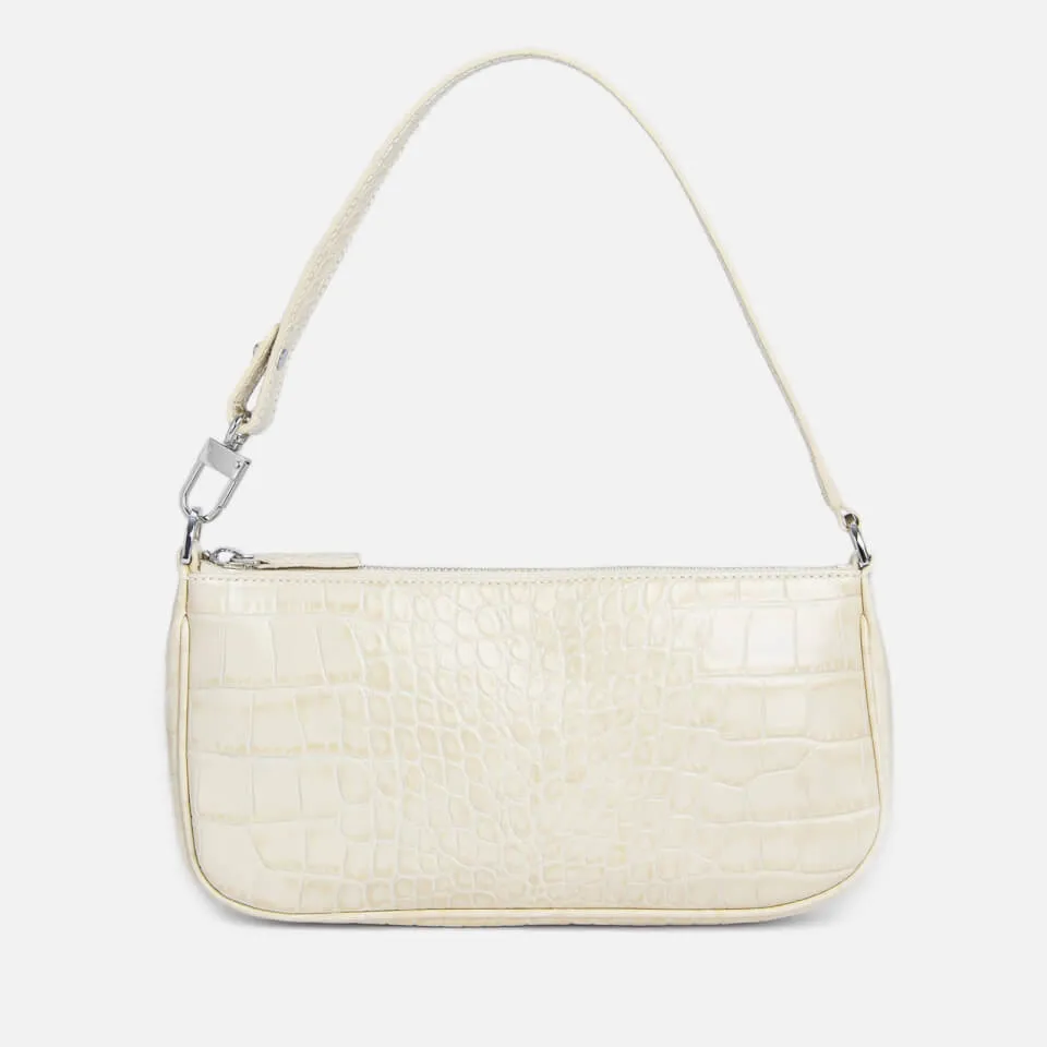 BY FAR Women's Rachel Croco Embossed Leather Bag - Cream | Coggles