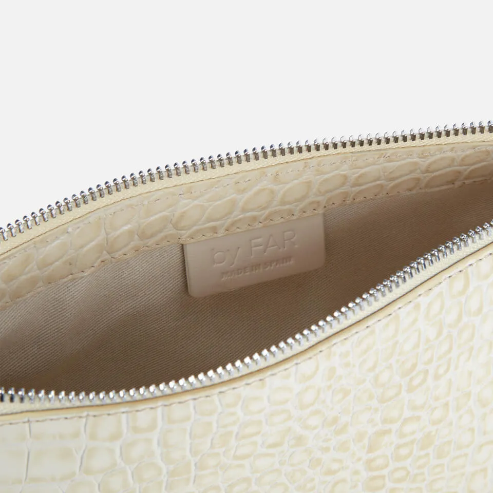 BY FAR Women's Rachel Croco Embossed Leather Bag - Cream | Coggles