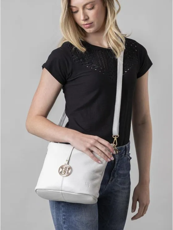 Cartmel Leather Cross Body Bag in Off-White