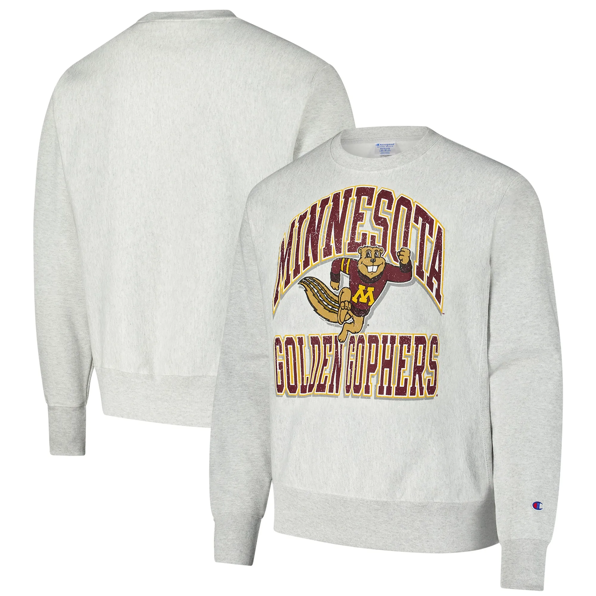 Champion Minnesota Golden Gophers Heather Gray Vault Late Night Reverse Weave Pullover Sweatshirt