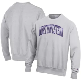 Champion Northwestern Wildcats Heathered Gray Arch Reverse Weave Pullover Sweatshirt