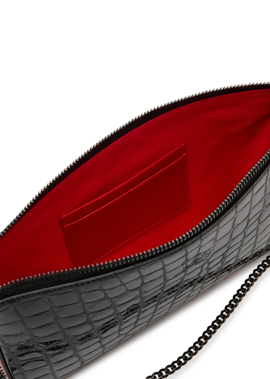 CHRISTIAN LOUBOUTIN Loubila crocodile-effect leather cross-body bag -                         -                     -           