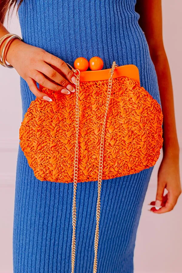 Coastal Canvas Woven Crossbody In Orange