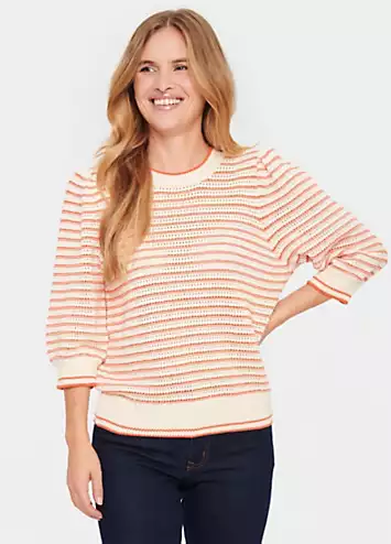 Delice Striped Three-Quarter Sleeve Pullover by Saint Tropez | Look Again