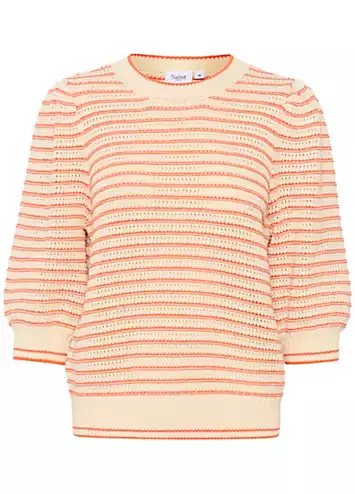 Delice Striped Three-Quarter Sleeve Pullover by Saint Tropez | Look Again