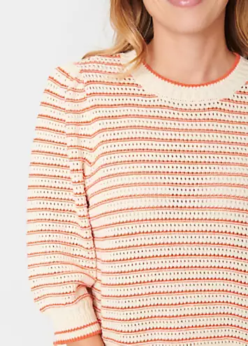 Delice Striped Three-Quarter Sleeve Pullover by Saint Tropez | Look Again