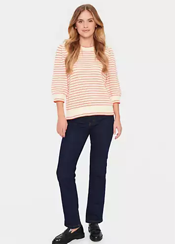 Delice Striped Three-Quarter Sleeve Pullover by Saint Tropez | Look Again