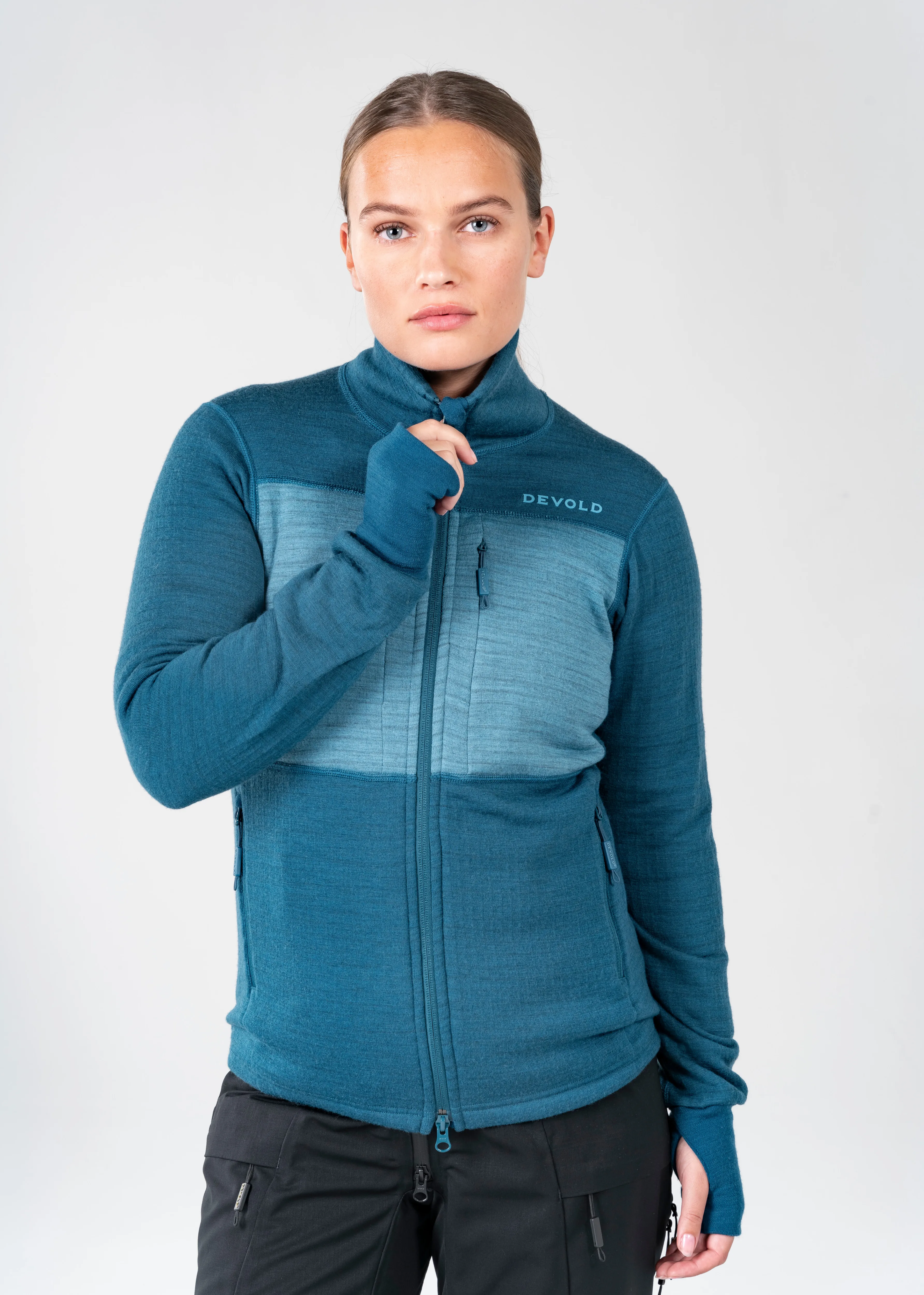 Devold Women's Egga Grid Merino Jacket Flood/Moon | Buy Devold Women's Egga Grid Merino Jacket Flood/Moon here | Outno