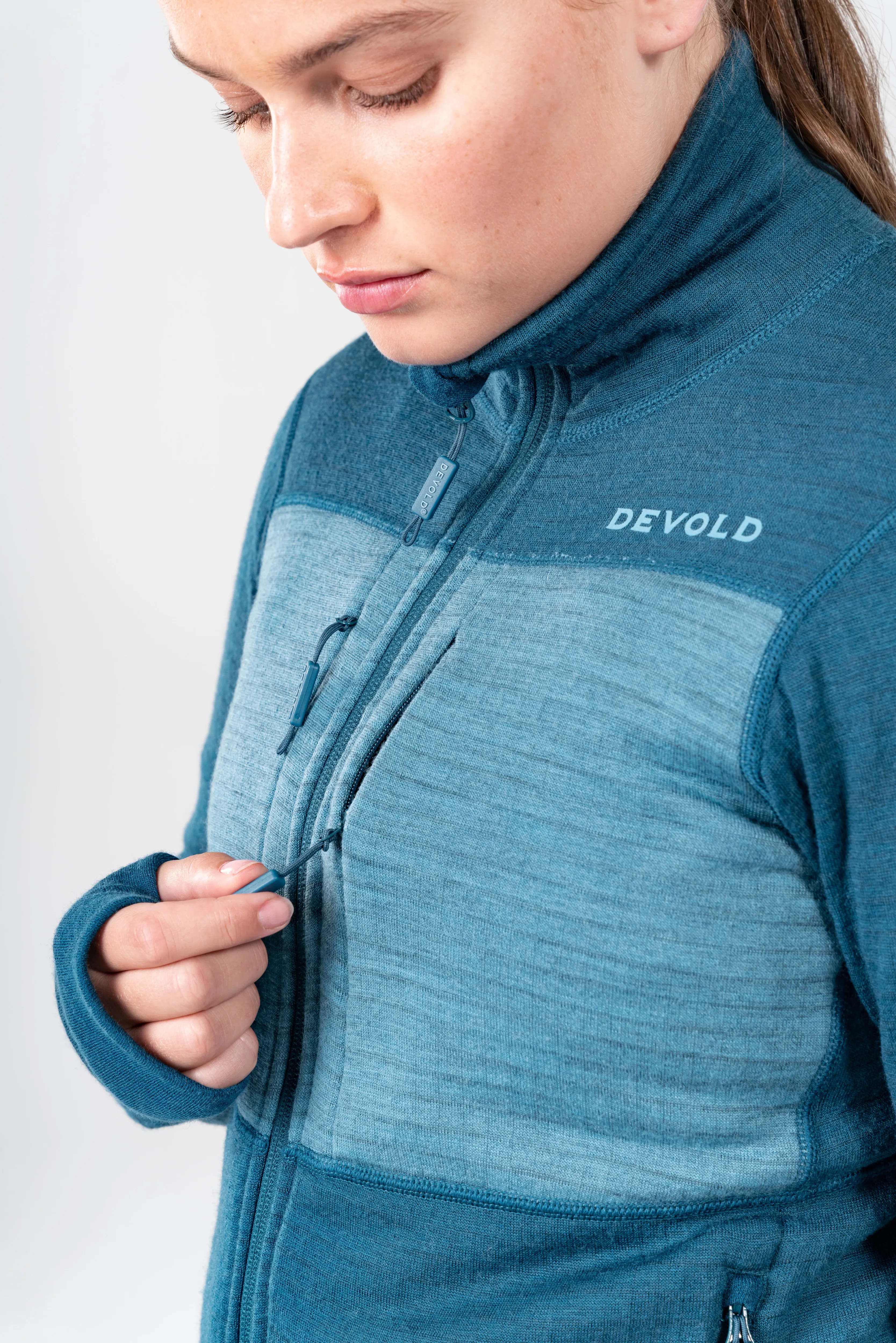 Devold Women's Egga Grid Merino Jacket Flood/Moon | Buy Devold Women's Egga Grid Merino Jacket Flood/Moon here | Outno