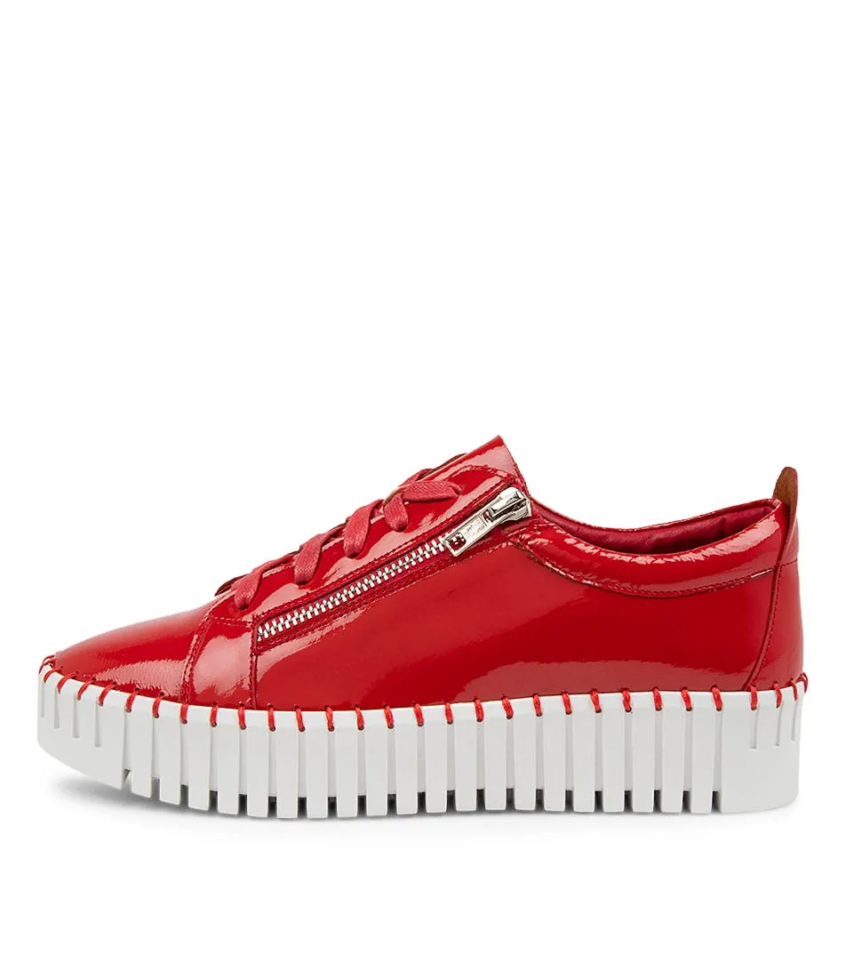 DJANGO & JULIETTE Bump Red-white Sole Patent Leather Sneakers