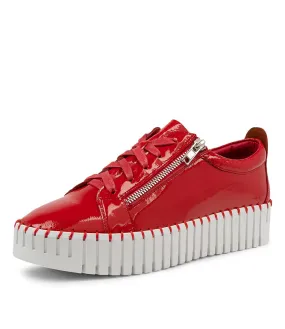 DJANGO & JULIETTE Bump Red-white Sole Patent Leather Sneakers