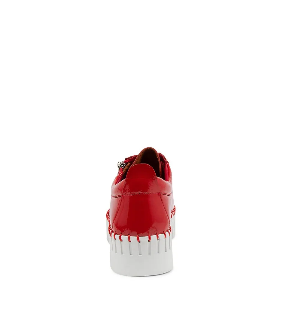 DJANGO & JULIETTE Bump Red-white Sole Patent Leather Sneakers