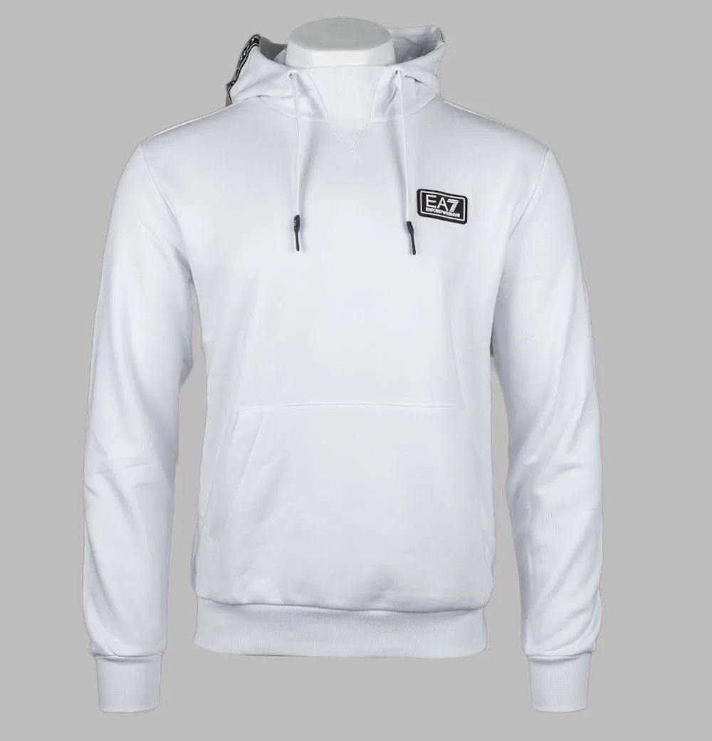 EA7 Logo Series Back Taping Hoodie White