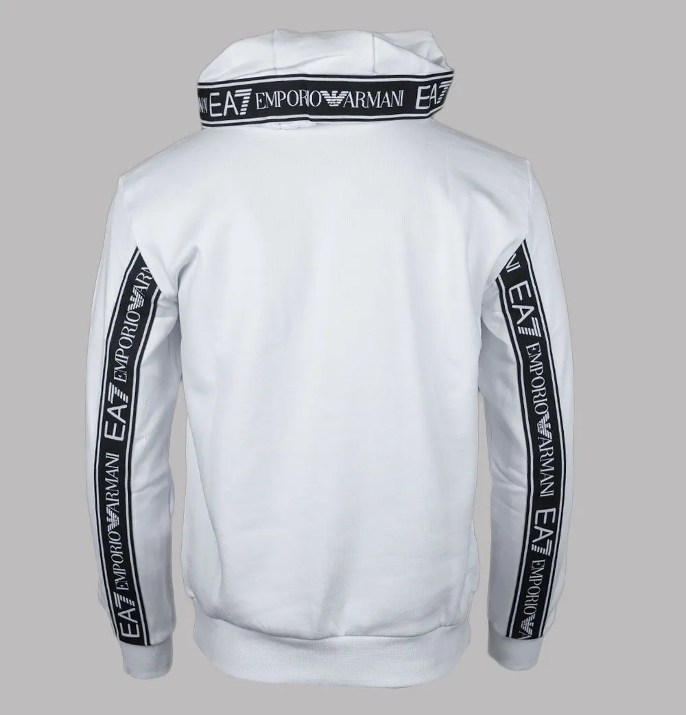 EA7 Logo Series Back Taping Hoodie White