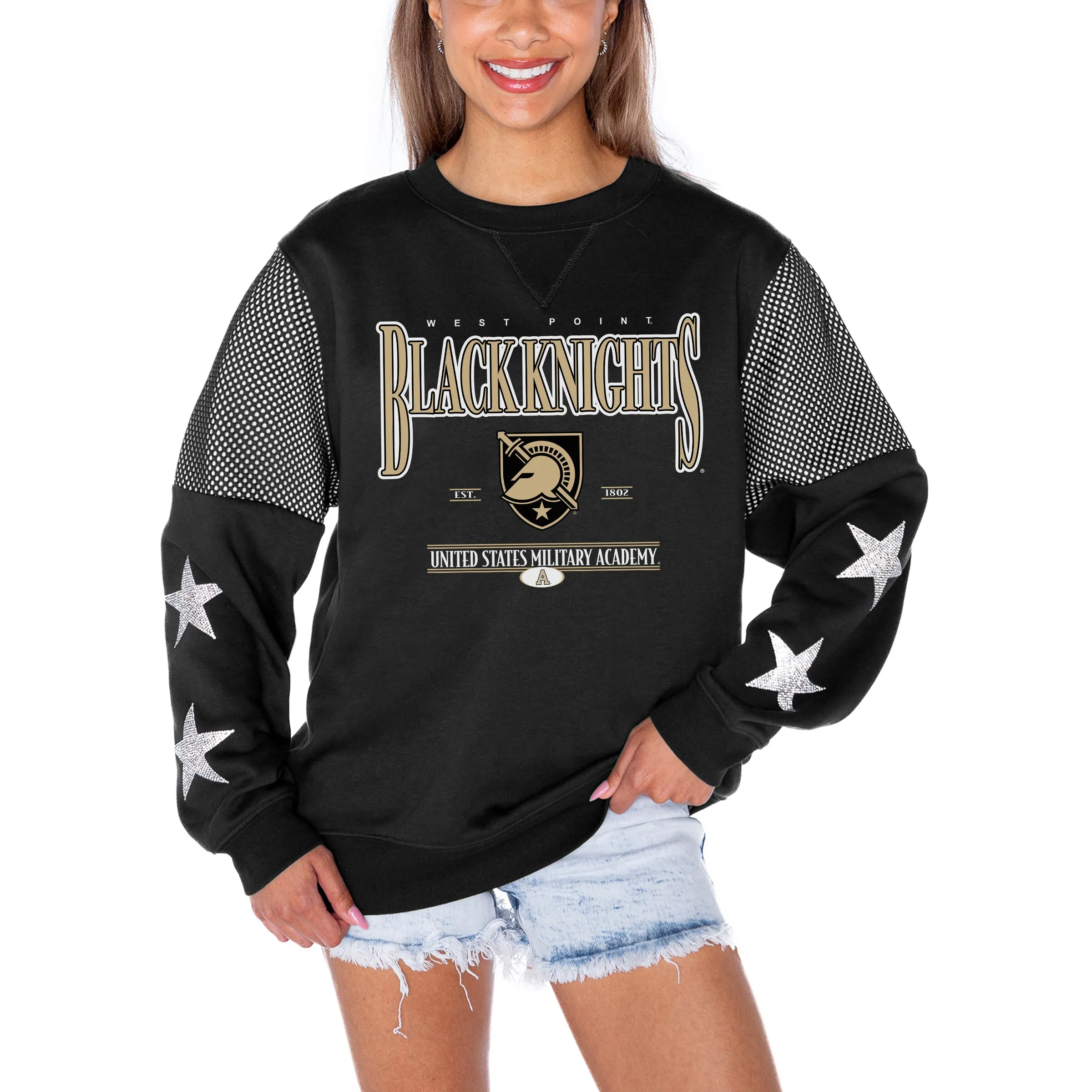 Gameday Couture Army Black Knights Women's Black Shining Spirit Fleece Pullover Sweatshirt