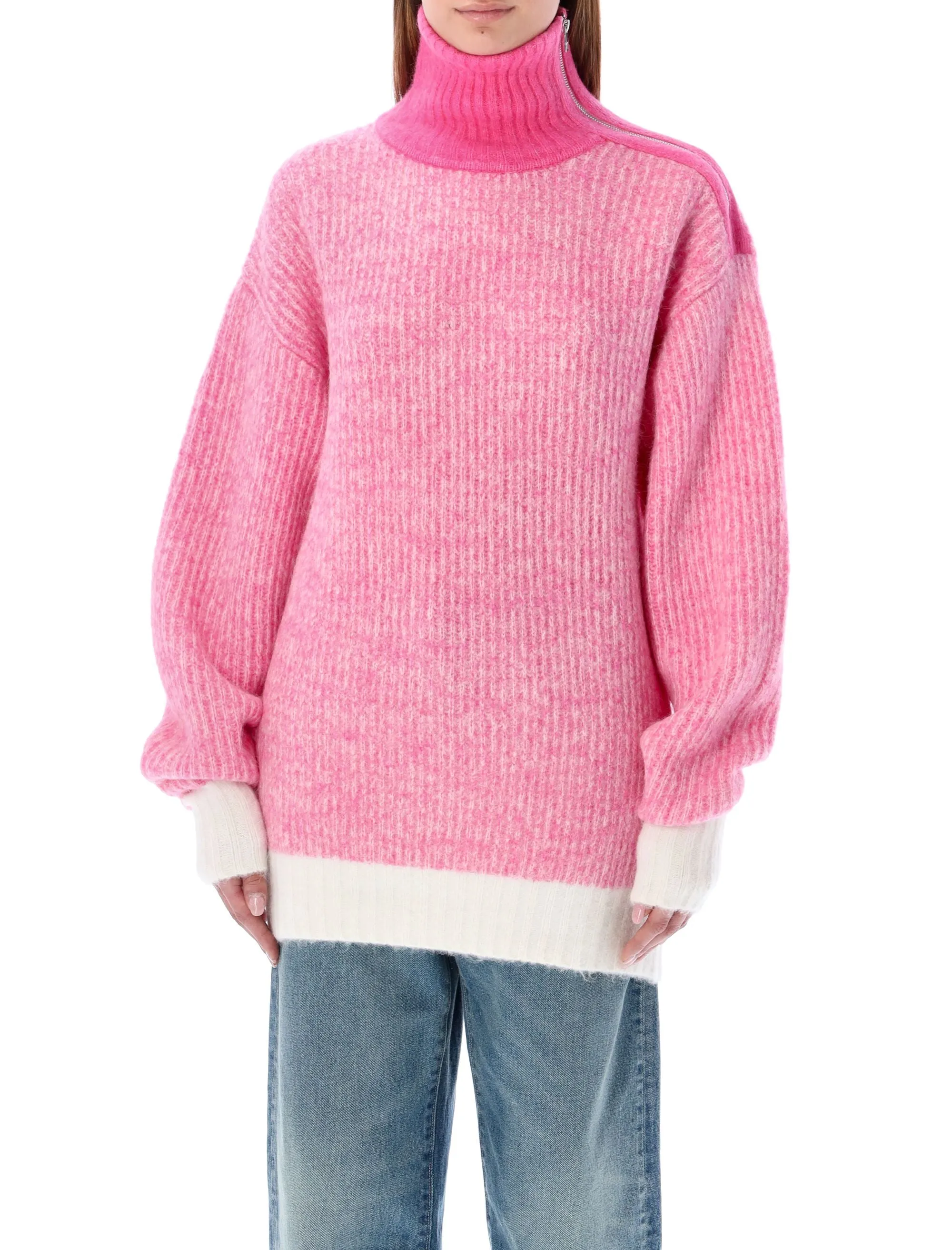 Ganni Zipped Highneck Knitted Pullover