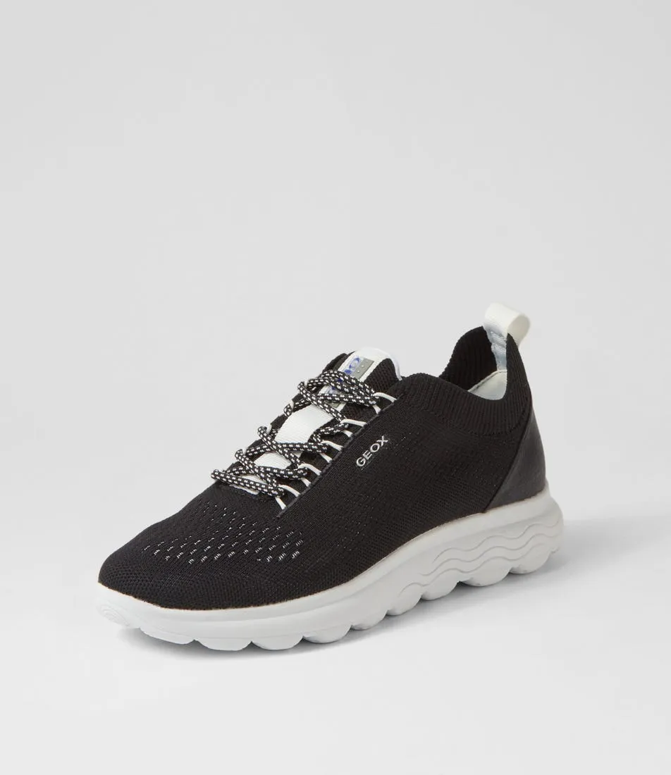 GEOX D Spherica A Black White Knit Sneakers