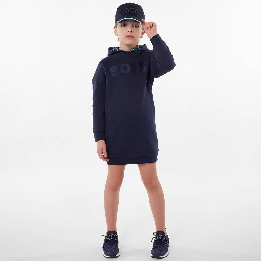 Girls Navy Blue Cotton Batman Dress