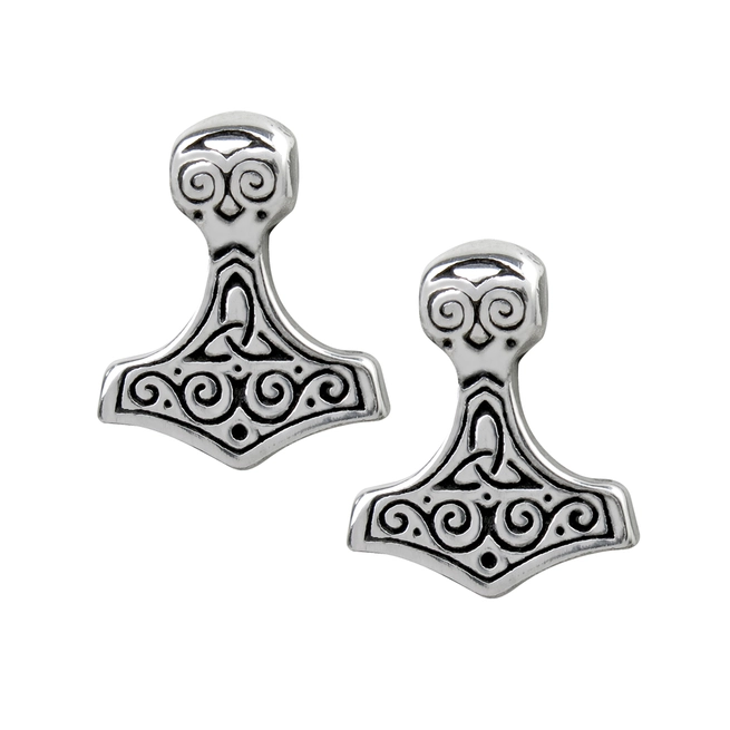 Gothic Unisex Thor Hammer Pewter Earrings - Style