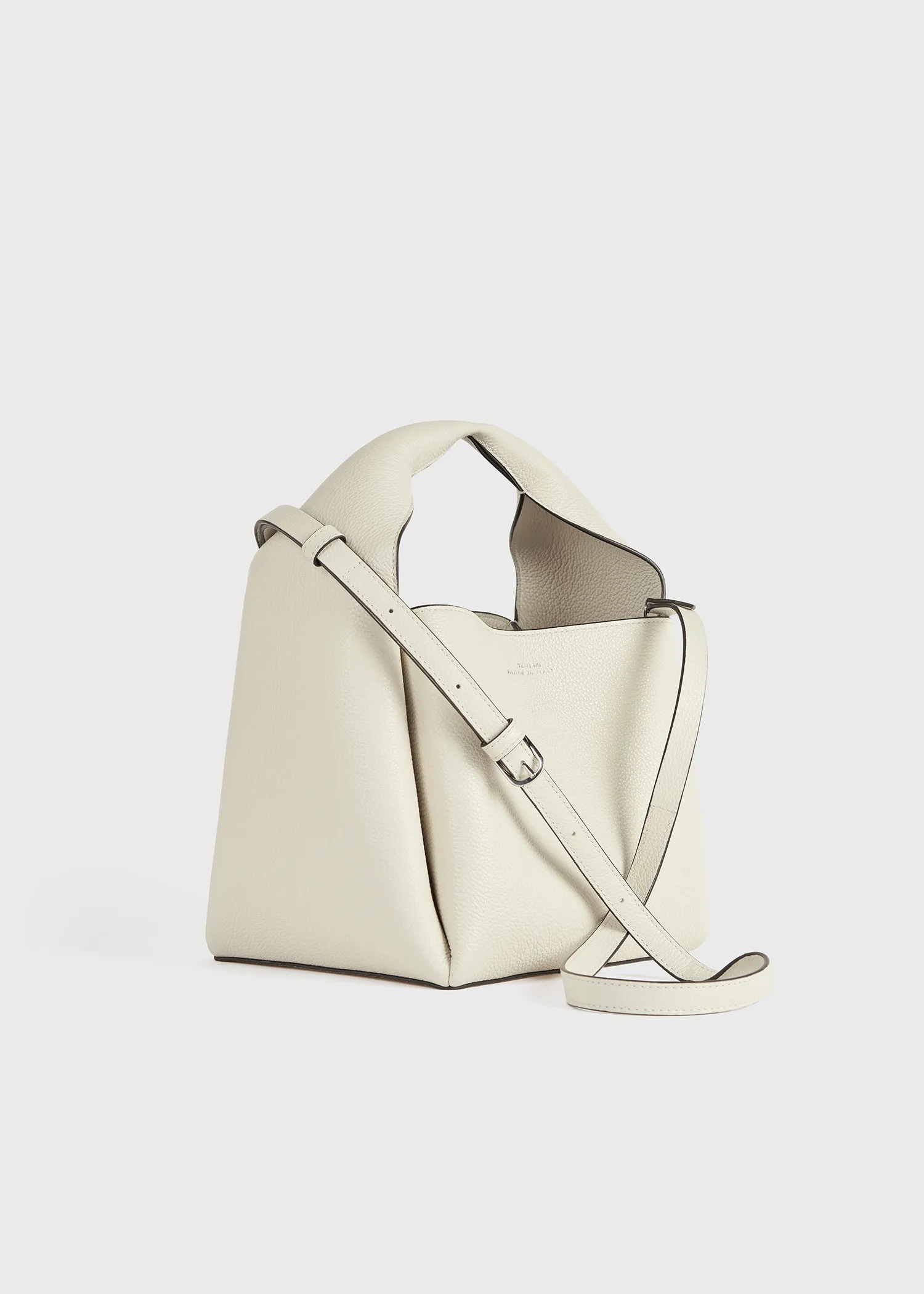 Grained-leather bucket bag milk