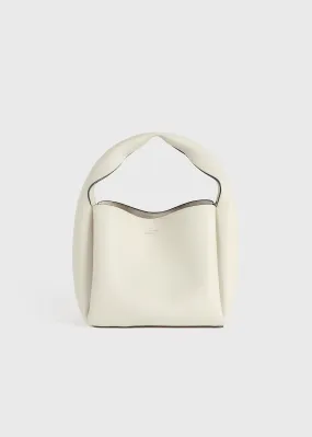 Grained-leather bucket bag milk