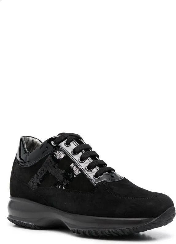 Hogan logo-patch sequin-detail sneakers Black