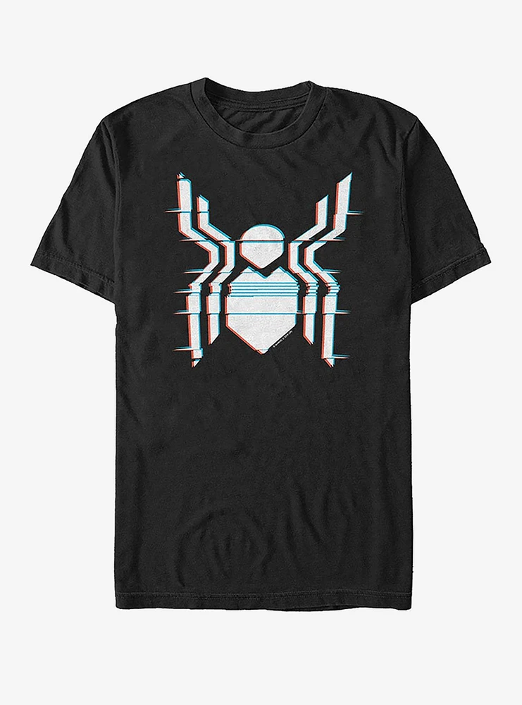 Hot Topic Marvel Spider-Man Far From Home Glitch Spider Logo T-Shirt