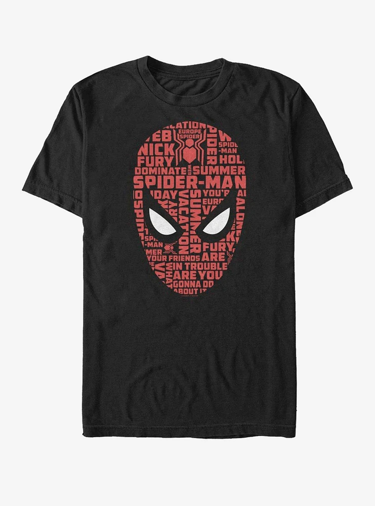 Hot Topic Marvel Spider-Man: Far From Home Spider Word Face T-Shirt