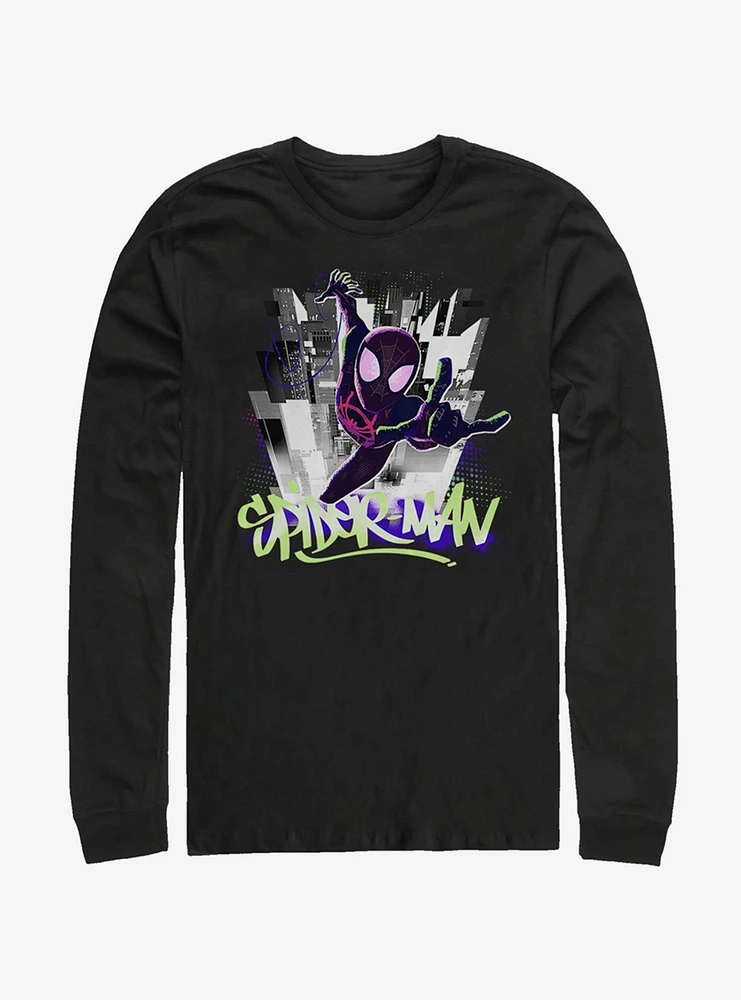 Hot Topic Marvel Spider-Man: Into The Spider-Verse Brooklyn Graffiti Long-Sleeve T-Shirt