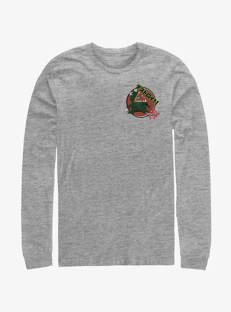 Hot Topic Marvel Spider-Man: Into The Spider-Verse Godzilla Sticker Pocket Long-Sleeve T-Shirt