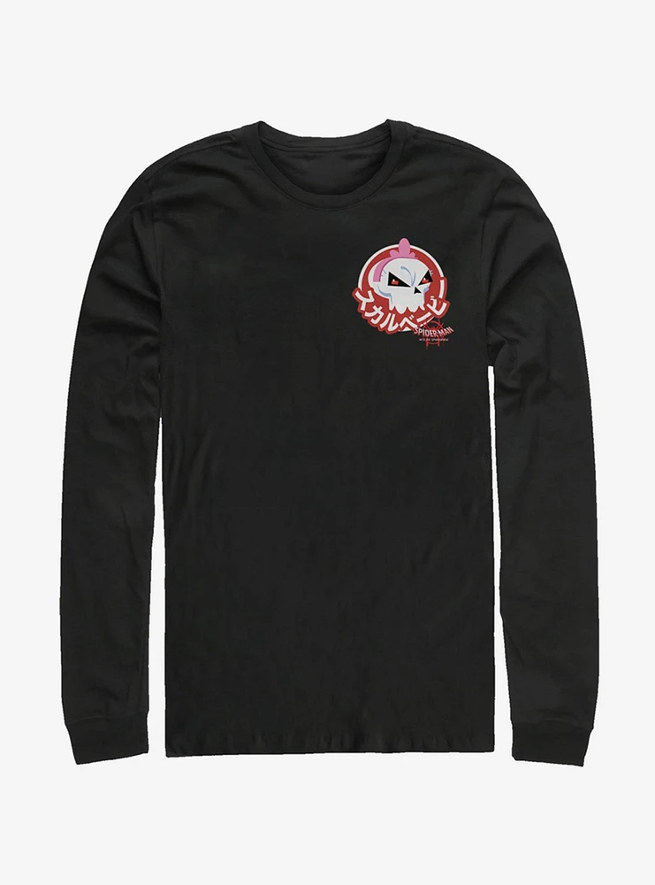 Hot Topic Marvel Spider-Man: Into The Spider-Verse Skull Sticker Pocket Long-Sleeve T-Shirt