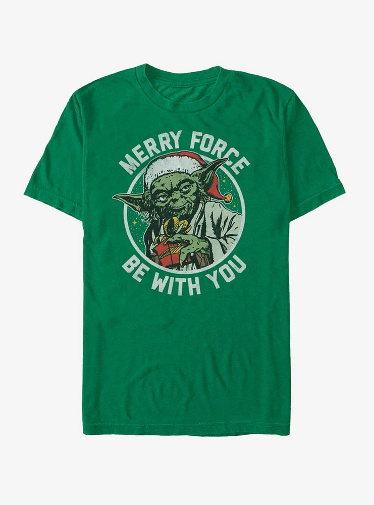 Hot Topic Star Wars Santa Yoda Merry Force Be With You T-Shirt