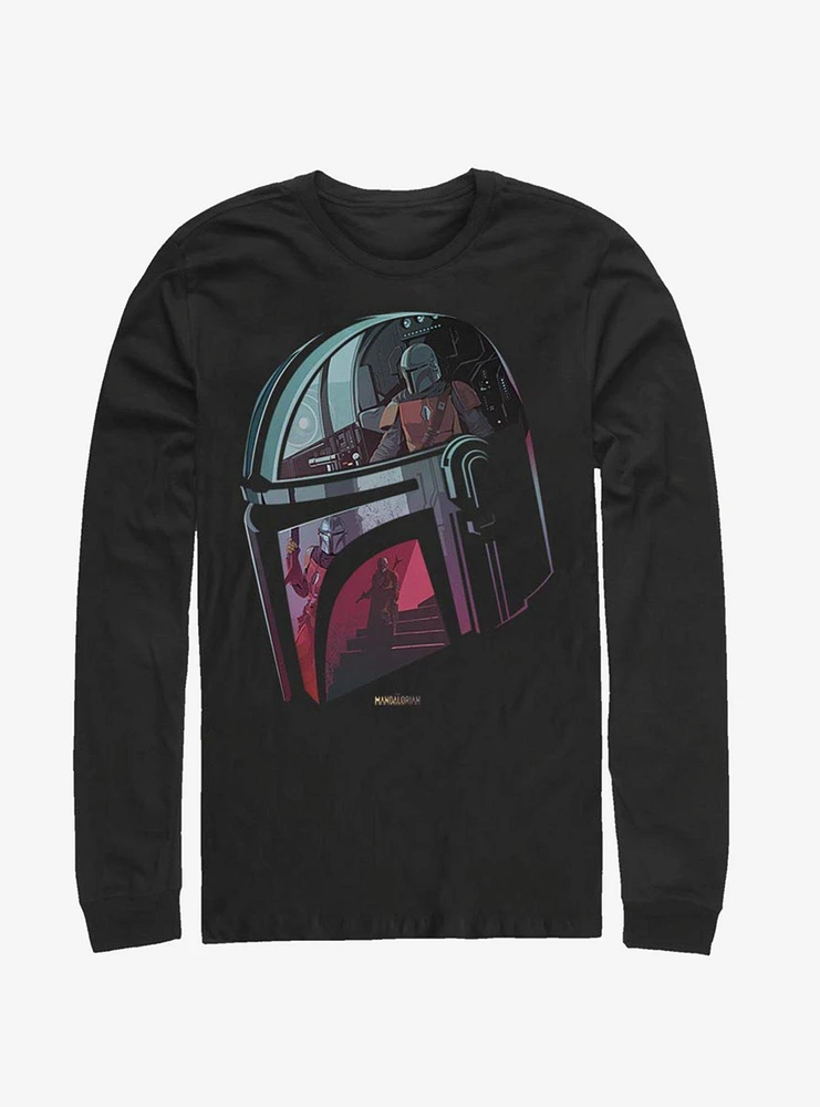 Hot Topic Star Wars The Mandalorian Helmet Explanation Long-Sleeve T-Shirt