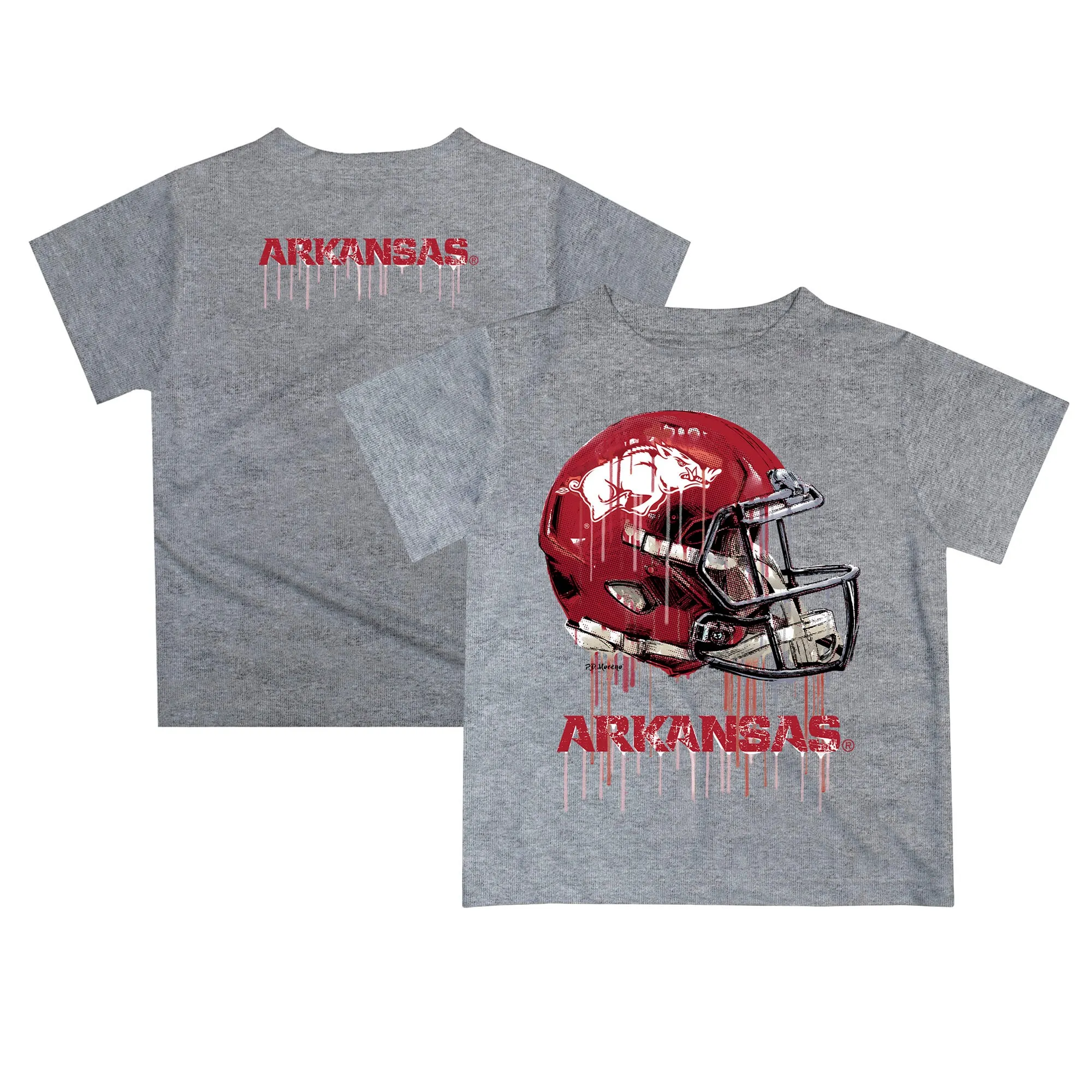 Infant Gray Arkansas Razorbacks Dripping Helmet T-Shirt