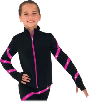 JS106P Elite Polartec Spiral Fleece Figure Skating Jacket with Thumb Hole & Crystals