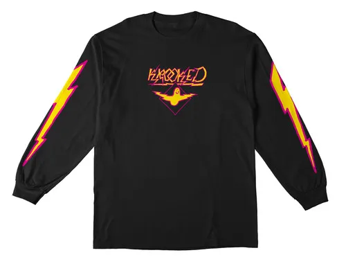 Krooked Skateboards Longsleeve Shirt Bird Lightning Sleeves Black