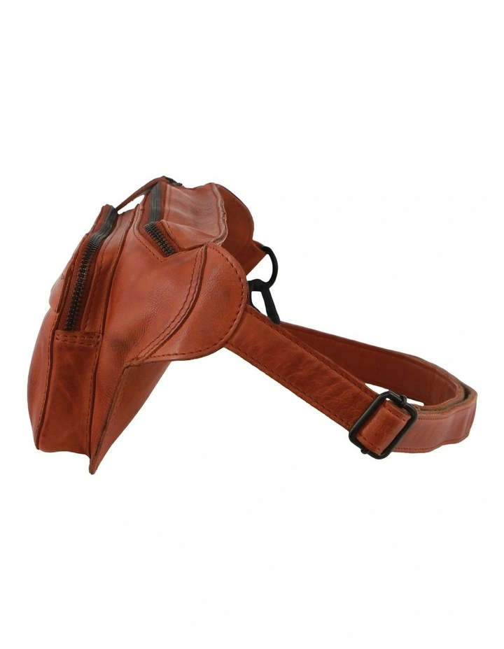 Leather Rustic Belt Bag in Cognac