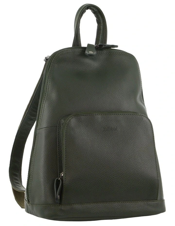 Leather Twin Zip Backpack in Grape Leaf